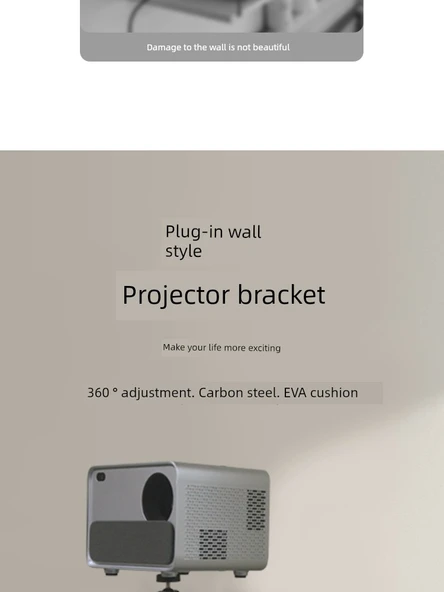 Ayarlanabilir Projektör Braketi - 22-40cm Karbon Çelik Teleskopik Çubuk - Metal Takviyeli Pan-Tilt Sabitleyici - 11