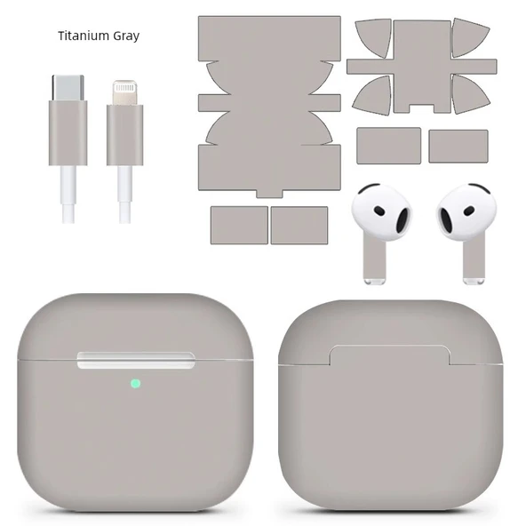AirPods Pro 2 Uyumlu Titanyum Gri 3M Koruyucu Sticker