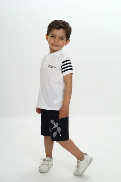 Toontoy Erkek Çocuk Polo Yaka Baskılı Şortlu Takım - 3