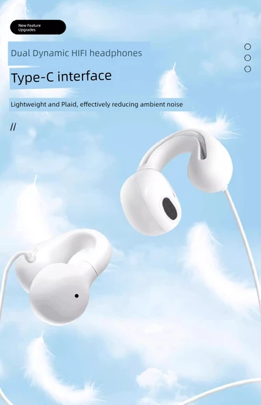 Beyaz Type-C Düz Ağızlı Dijital Ses Bilgisayar Kulaklığı - 7