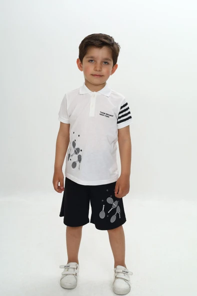 Toontoy Erkek Çocuk Polo Yaka Baskılı Şortlu Takım