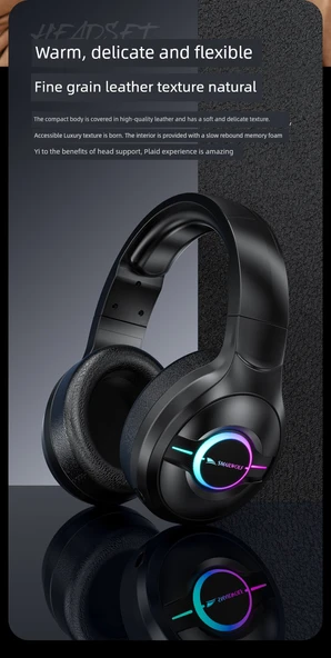 Üç Modlu Bluetooth Kablosuz E-Spor Oyuncu Kulaklığı - Siyah - 10