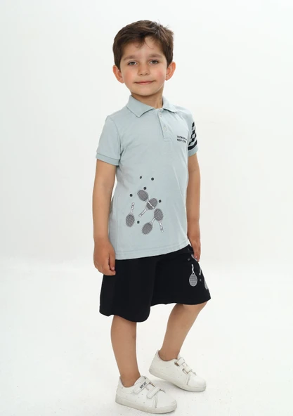 Toontoy Erkek Çocuk Polo Yaka Baskılı Şortlu Takım - 7
