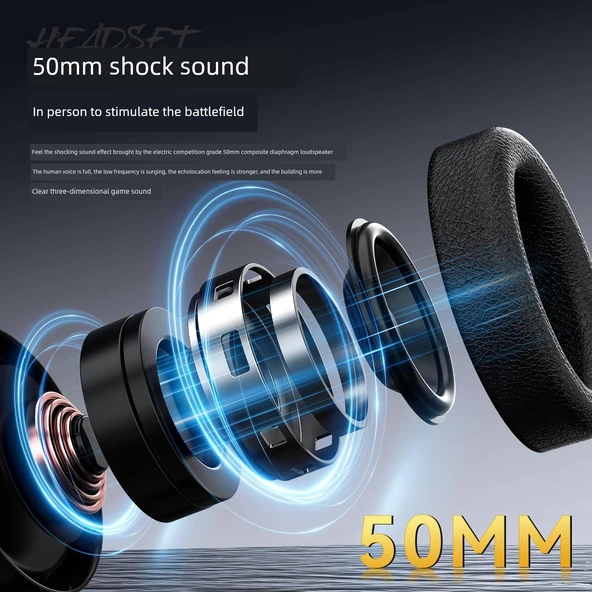Üç Modlu Bluetooth Kablosuz E-Spor Oyuncu Kulaklığı - Siyah - 5