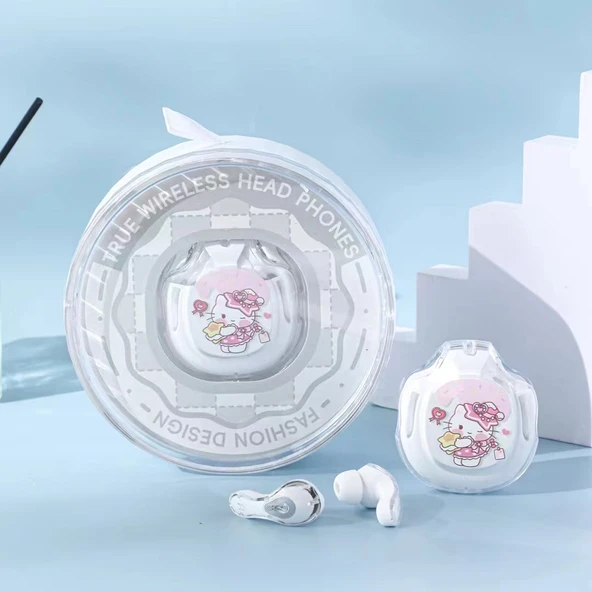 Sanrio Karakterli Kablosuz Bluetooth Gürültü Önleyici Kulak İçi Kulaklık - Beyaz Hello Kitty