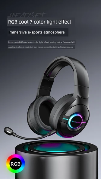 Üç Modlu Bluetooth Kablosuz E-Spor Oyuncu Kulaklığı - Siyah - 12