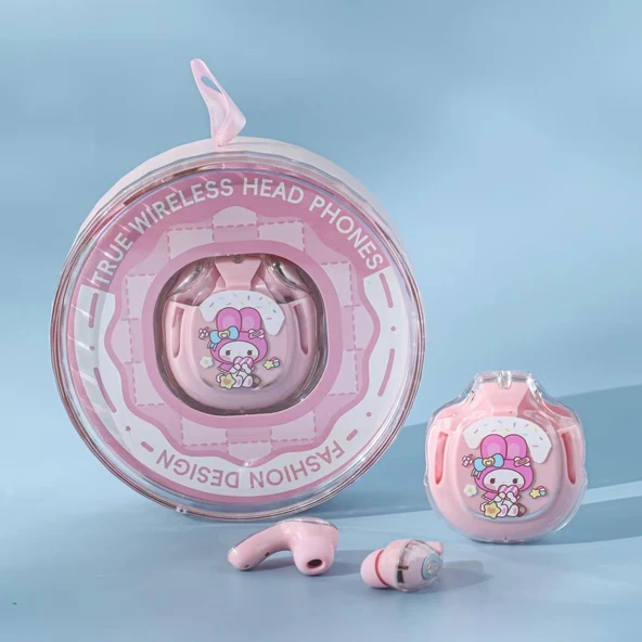 Sanrio Karakterli Kablosuz Bluetooth Gürültü Önleyici Kulak İçi Kulaklık - Pembe Melody