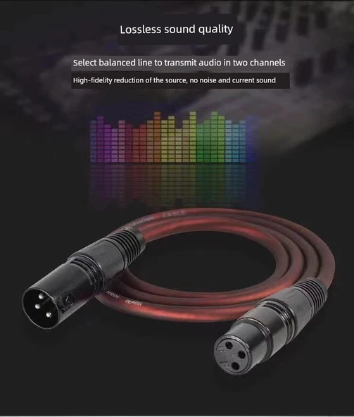 XLR Mikrofon Kablosu Çift Bağlantılı Ses Kablosu - 1.5 Metre - 6