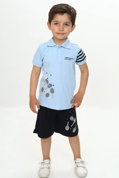 Toontoy Erkek Çocuk Polo Yaka Baskılı Şortlu Takım - 9