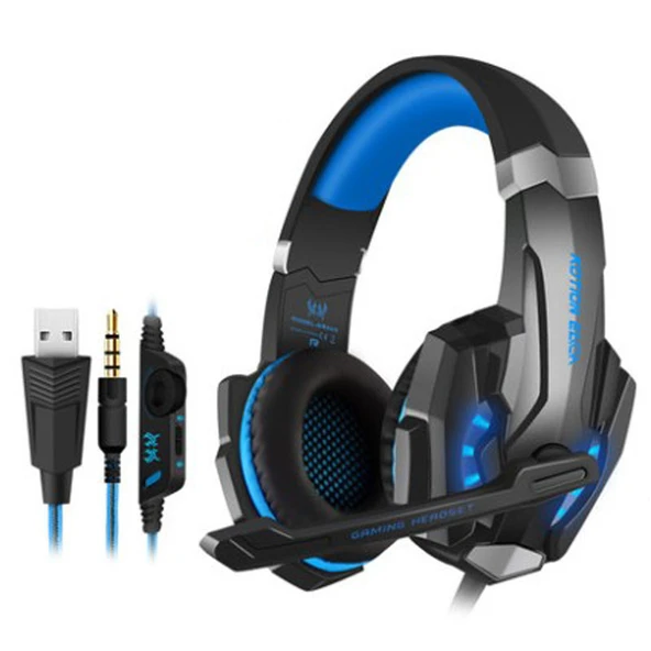 G9000 Siyah Mavi 3.5mm Tek Girişli Oyuncu Kulaklığı
