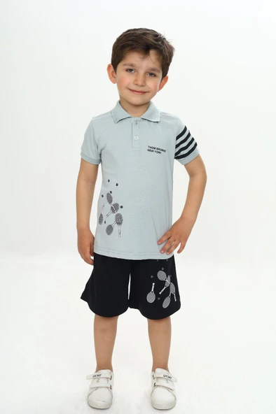 Toontoy Erkek Çocuk Polo Yaka Baskılı Şortlu Takım - 5