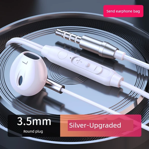 3.5mm Beyaz Kablolu Kulaklık - 9D Ses Efekti ve Mikrofonlu