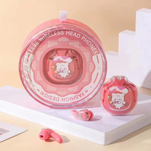 Sanrio Karakterli Kablosuz Bluetooth Gürültü Önleyici Kulak İçi Kulaklık - Kırmızı Kediler - 11