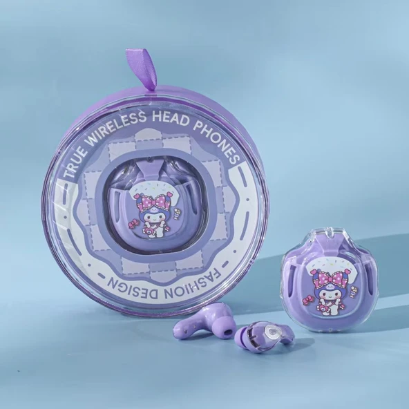 Sanrio Karakterli Kablosuz Bluetooth Gürültü Önleyici Kulak İçi Kulaklık - Mor Culomi
