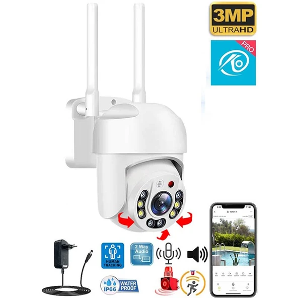O-Kam 3011 Dual Lens Wifi Akıllı Kamera , Yapay Zeka, Gece Görüş, Karşılıklı Konuşma (Tek Kamera)