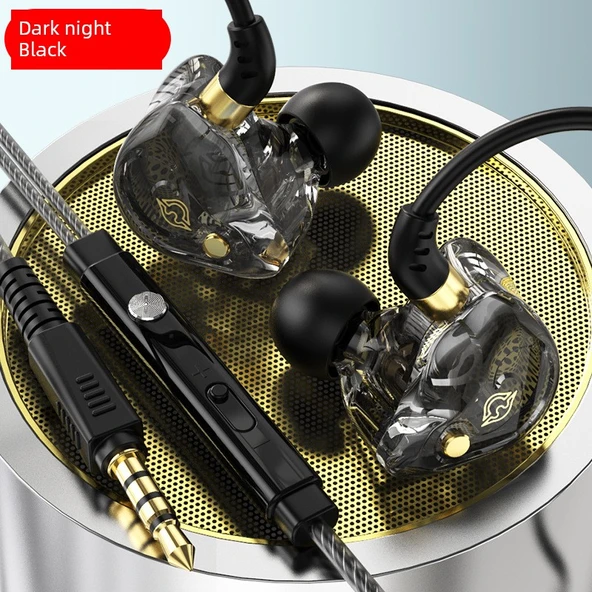 Vivo Uyumlu Kablolu Kulaklık - K1 Siyah - 3.5mm Yuvarlak Girişli