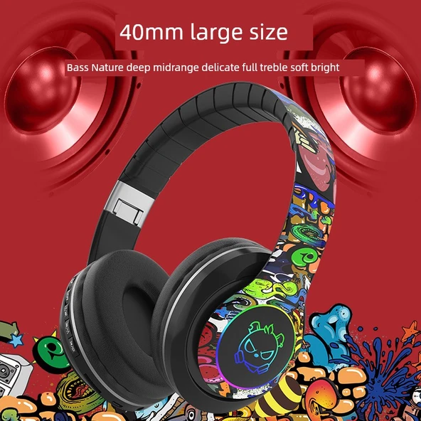 Bluetooth Kulaklık - Kablosuz Stereo - Graffiti Tasarım - Fighter - 4