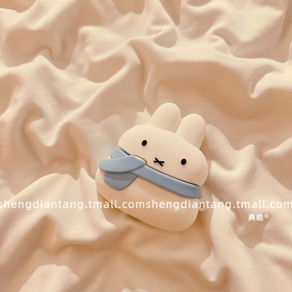 Kışlık Sevimli Kardan Adam Miffy Tavşan AirPods Koruyucu Kılıf - Apple AirPods 2 - Kardan Adam Miffy Tavşan