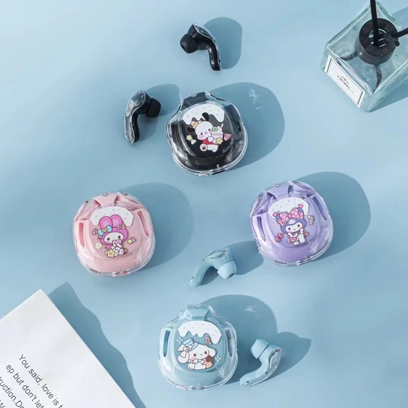 Sanrio Karakterli Kablosuz Bluetooth Gürültü Önleyici Kulak İçi Kulaklık - Kırmızı Kediler - 3