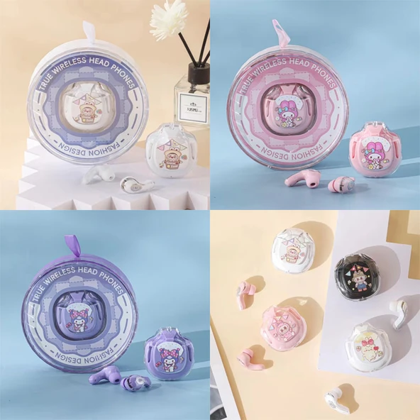 Sanrio Karakterli Kablosuz Bluetooth Gürültü Önleyici Kulak İçi Kulaklık - Mor Culomi - 2