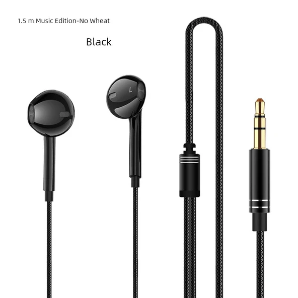 Mikrofonsuz Müzik Kulaklığı - Cool Siyah - 1.5 Metre Tek Fişli