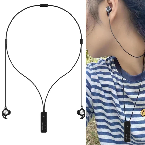 Bluetooth Kolye Kulaklık - Siyah - Aktif Gürültü Önleme - IPX3 Su Geçirmez
