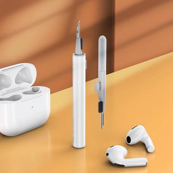 Kulaklık Temizleme Kalemi - Bluetooth Telefon Alıcısı Delik Temizleme Aracı - Toz Giderme Fırçası - Beyaz