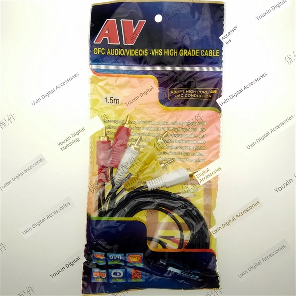 AV Kablosu - Video Ses Lotus Başlıklı - Siyah Altı - 3