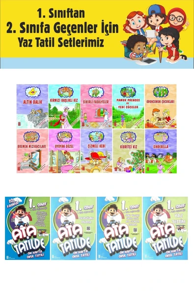 1.Sınıftan 2.Sınıfa Geçenler İçin Ata Tatilde +10 lu Hikaye Seti 8