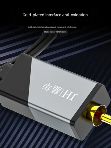 TV Ses Adaptör Kablosu - Siyah - 3m - Optik Fiber - 3.5mm + 2RCA - 3