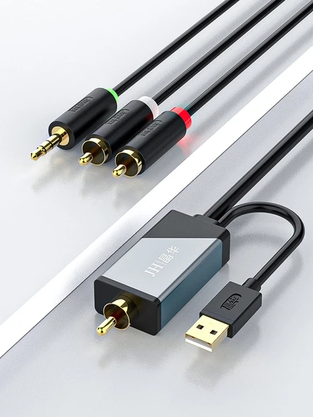 TV Ses Adaptör Kablosu - Siyah - 3m - Optik Fiber - 3.5mm + 2RCA - 2