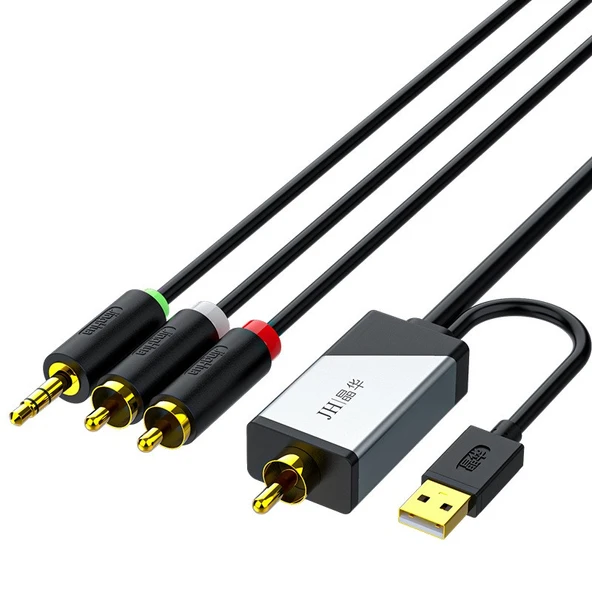 TV Ses Adaptör Kablosu - Siyah - 5m - Koaksiyel - 3.5mm + 2RCA