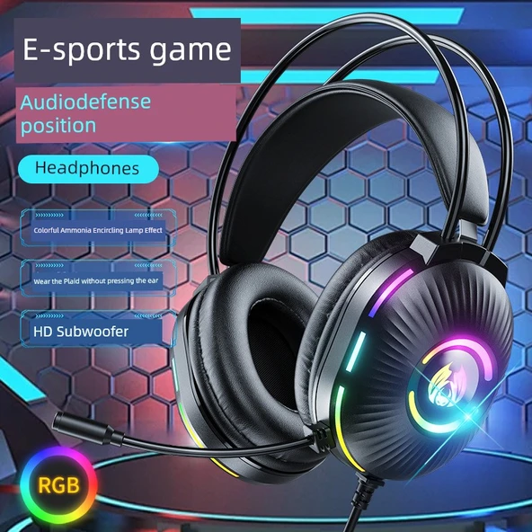 H800 Beyaz Kablolu Oyuncu Kulaklığı - Mikrofonlu ve RGB Işıklı - 2