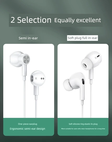 3.5mm Yuvarlak Girişli Mikrofonlu Kulak İçi Kulaklık - Beyaz - 8