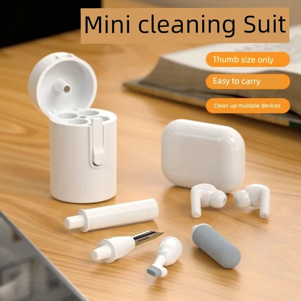 Mini Taşınabilir 4 Parça Temizleme Seti - Bluetooth Kulaklık ve Klavye İçin - Beyaz - 1 Adet - 4