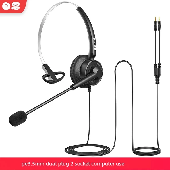 Tek Kulak PC 3.5mm Çift Girişli Bilgisayar Kulaklığı