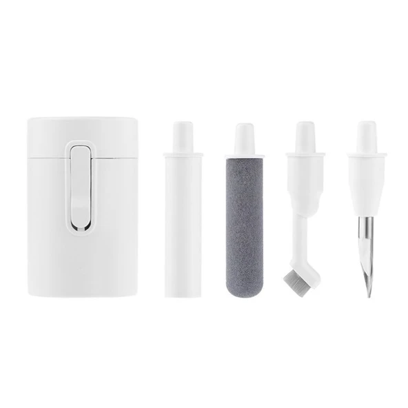 Mini Taşınabilir 4 Parça Temizleme Seti - Bluetooth Kulaklık ve Klavye İçin - Beyaz - 2 Adet