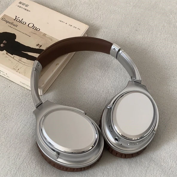 Gürültü Önleyici Bluetooth Retro Kulaklık - Kırmızı - 2