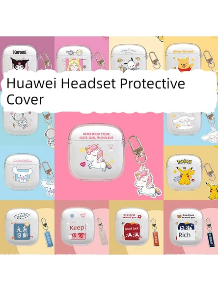 Huawei FreeBuds 6 Kılıf - Şeffaf Oturan Pikachu + Kolye - 2