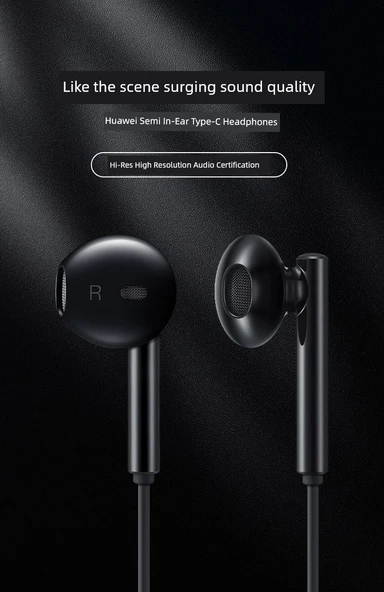 Huawei CM33 Type-C Kablolu Kulaklık - Siyah - Resim 5