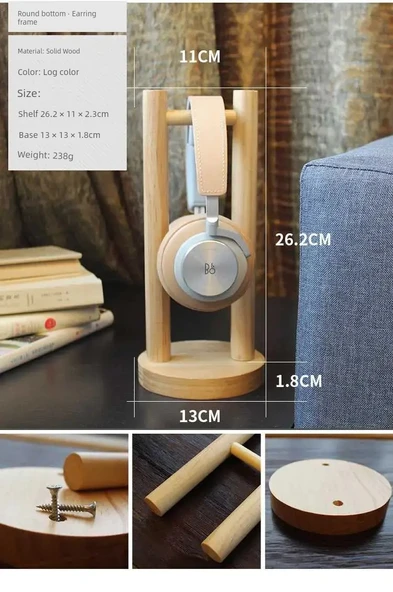 Ahşap Kulaklık Standı - Kare Tabanlı - 8