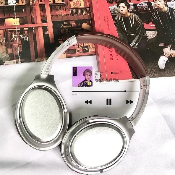 Gürültü Önleyici Bluetooth Retro Kulaklık - Kırmızı - 5