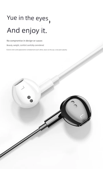 3.5mm Yuvarlak Girişli Mikrofonlu Kulak İçi Kulaklık - Beyaz - 9