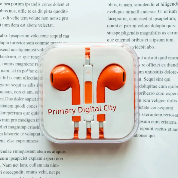 3.5mm Kablolu Yuvarlak Başlıklı Öğrenci Kulaklığı - Klasik Günışığı Turuncu