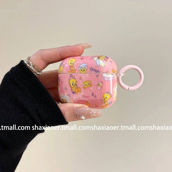 Tweety Kuşlu AirPods 4 Kılıf - Pembe - Tek Kabuk