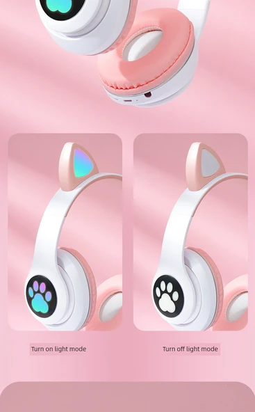 Kedi Kulaklı Bluetooth 5.0 Kablosuz Kulaklık STN28 - Orkide Moru - 8