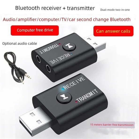 Bluetooth 5.0 Ses Alıcı Verici 2si1 Arada 3.5mm Adaptör - 2
