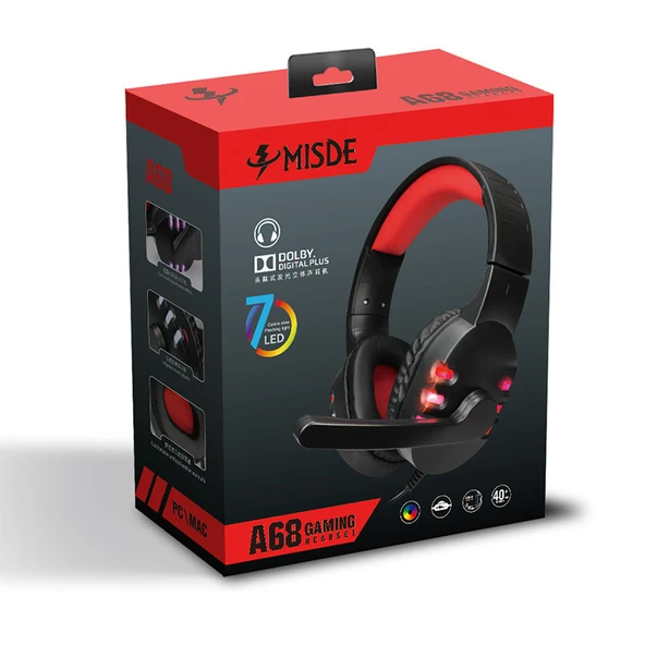 A68 Kablolu Işıklı Oyuncu Kulaklığı - Lenovo Cool 406 USB - 4
