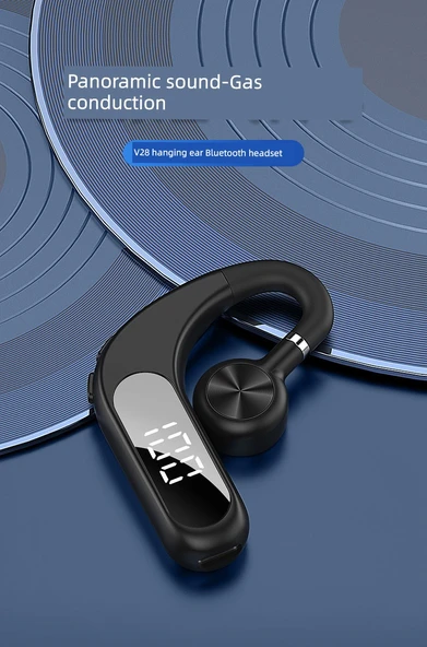 Kemik İletimli Bluetooth 5.3 Kulaklık - Siyah - Dijital Ekran + Şarj Başlığı - 7