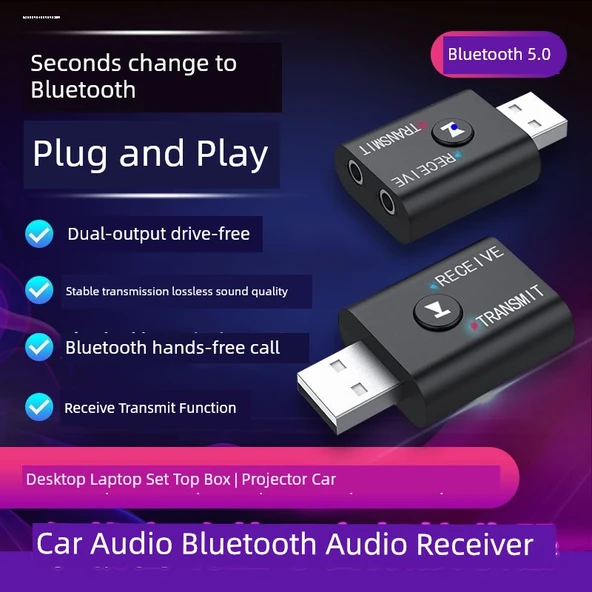 Bluetooth 5.0 Ses Alıcı Verici 2si1 Arada 3.5mm Adaptör - 3
